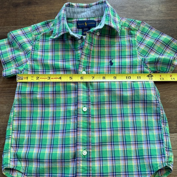Ralph Lauren green plaid boys button shirt 3/3t - Picture 5 of 6
